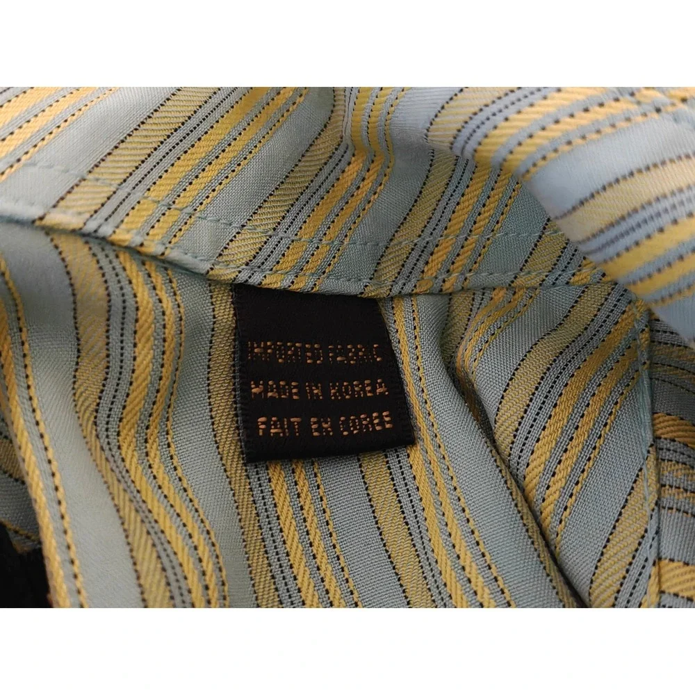 Bugatchi‎ Uomo Mens Green Yellow Striped Long Sleeve Button Down Shirt Size M